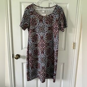 Honey and Lace Burgundy and Blue Patterned Dress - Plus Size